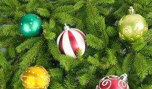 Preview wallpaper christmas tree, christmas decorations, balloons, different, holiday, new year