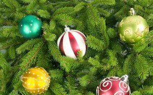 Preview wallpaper christmas tree, christmas decorations, balloons, different, holiday, new year