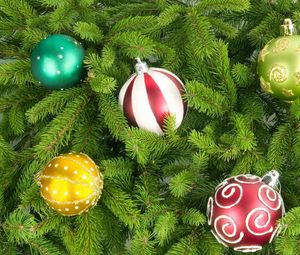 Preview wallpaper christmas tree, christmas decorations, balloons, different, holiday, new year