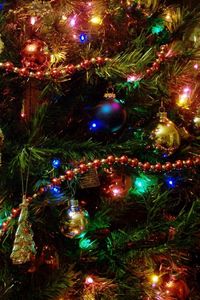 Preview wallpaper christmas tree, christmas decorations, garlands, ornaments, new year, holiday, mood