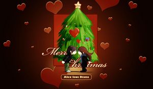 Preview wallpaper christmas tree, christmas wishes, couple, heart, kiss, mood, love