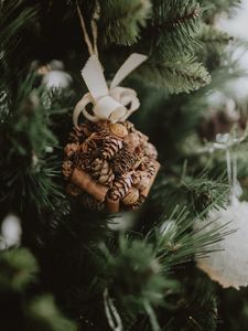 Preview wallpaper christmas tree, cones, decoration, new year, christmas