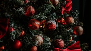 Preview wallpaper christmas tree, decorations, balls, bows, garlands, christmas, new year