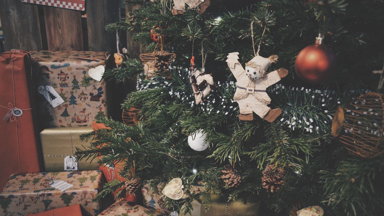Wallpaper christmas tree, decorations, gifts, christmas