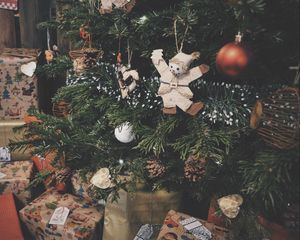 Preview wallpaper christmas tree, decorations, gifts, christmas