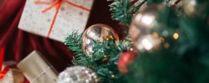 Preview wallpaper christmas tree, decorations, gifts, new year, christmas, blur