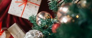 Preview wallpaper christmas tree, decorations, gifts, new year, christmas, blur