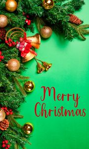 Preview wallpaper christmas tree, decorations, inscription, new year, christmas, green