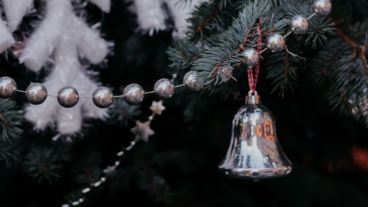 Wallpaper christmas tree, garland, bell, decoration, christmas, new year