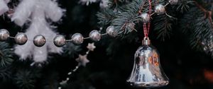 Preview wallpaper christmas tree, garland, bell, decoration, christmas, new year