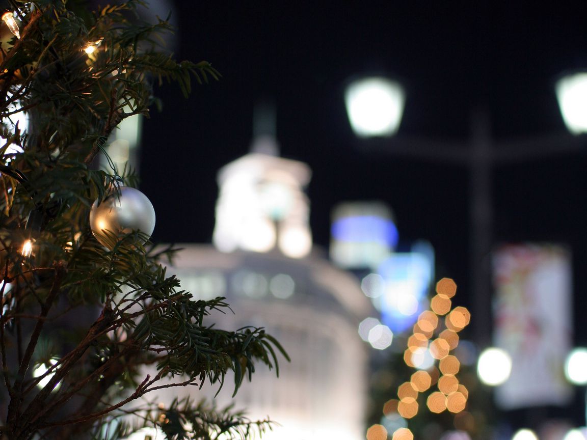 1152x864 Wallpaper christmas tree, garland, blur, new year, christmas