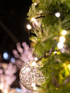 Preview wallpaper christmas tree, garland, decoration, new year
