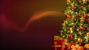 Preview wallpaper christmas tree, garland, gifts, decorations, holiday, new yea