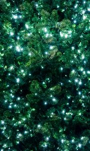 Preview wallpaper christmas tree, garland, glow, new year, christmas, background