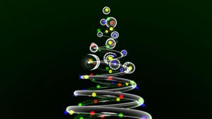 Preview wallpaper christmas tree, garlands, christmas, holiday, background