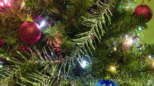 Preview wallpaper christmas tree, garlands, christmas toys, balls, tinsel, holiday, new year