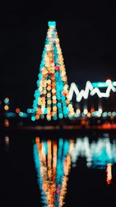 Preview wallpaper christmas tree, glare, bokeh, lighting, new year, christmas