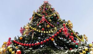 Preview wallpaper christmas tree, new year, holiday, ornaments, snow