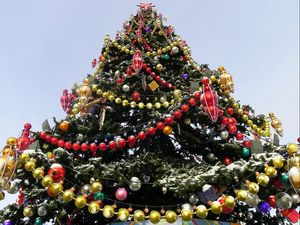 Preview wallpaper christmas tree, new year, holiday, ornaments, snow