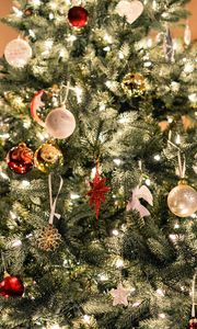 Preview wallpaper christmas tree, ornaments, garlands