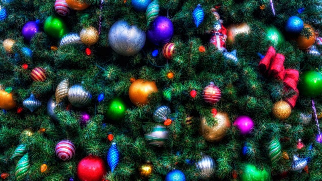 Wallpaper christmas tree, ornaments, holiday, garland