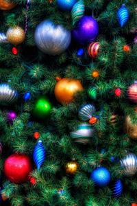 Preview wallpaper christmas tree, ornaments, holiday, garland