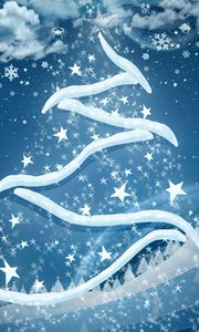 Preview wallpaper christmas tree, snowflakes, stars, clouds, planets, zodiac signs