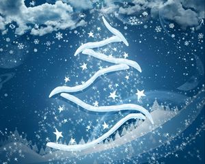 Preview wallpaper christmas tree, snowflakes, stars, clouds, planets, zodiac signs