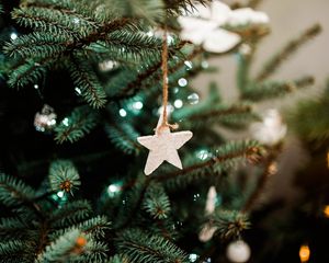 Preview wallpaper christmas tree, star, decoration, new year, christmas
