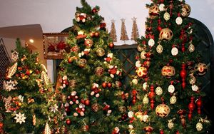 Preview wallpaper christmas tree, three, decorations, christmas, new year, holiday