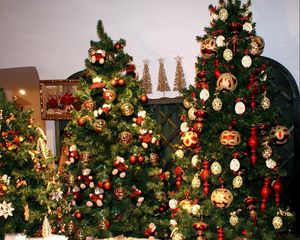Preview wallpaper christmas tree, three, decorations, christmas, new year, holiday