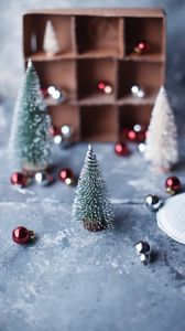 Preview wallpaper christmas trees, balls, decorations, new year, christmas