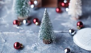 Preview wallpaper christmas trees, balls, decorations, new year, christmas