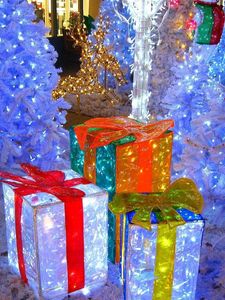 Preview wallpaper christmas trees, gifts, garlands, lights, holiday, new year