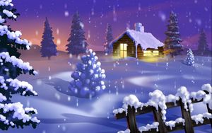 Preview wallpaper christmas trees, night, home, lights, holiday, new year