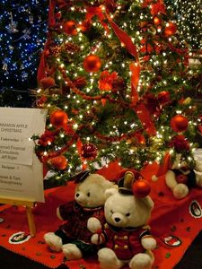 Preview wallpaper christmas trees, ornaments, shop, garlands, toys, teddy bear