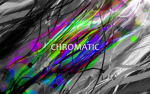 Preview wallpaper chromatic, words, inscription, lines
