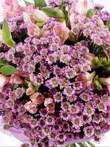 Preview wallpaper chrysanthemums, alstroemeria, flowers, bouquet, decoration