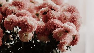 Preview wallpaper chrysanthemums, flowers, bouquet, vase, room