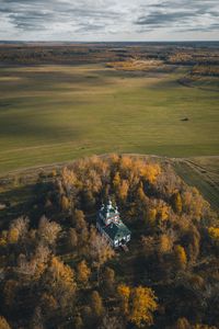 Preview wallpaper church, building, aerial view, trees, landscape