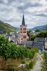 Preview wallpaper church, buildings, village, mountains, landscape