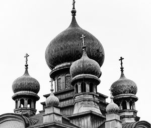 Preview wallpaper church, domes, building, architecture, black and white