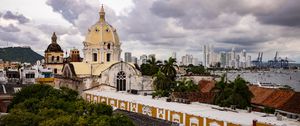 Preview wallpaper church, domes, building, clouds, trees