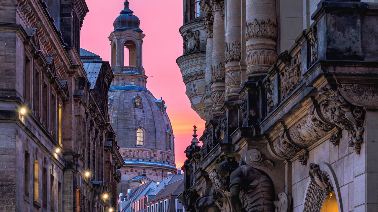 Wallpaper church, dresden, buildings, architecture, street, germany