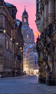 Preview wallpaper church, dresden, buildings, architecture, street, germany