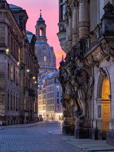 Preview wallpaper church, dresden, buildings, architecture, street, germany