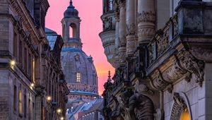 Preview wallpaper church, dresden, buildings, architecture, street, germany