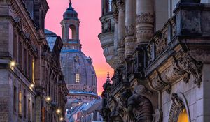 Preview wallpaper church, dresden, buildings, architecture, street, germany