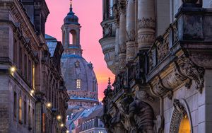 Preview wallpaper church, dresden, buildings, architecture, street, germany