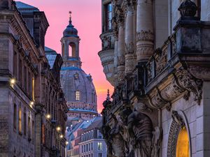 Preview wallpaper church, dresden, buildings, architecture, street, germany